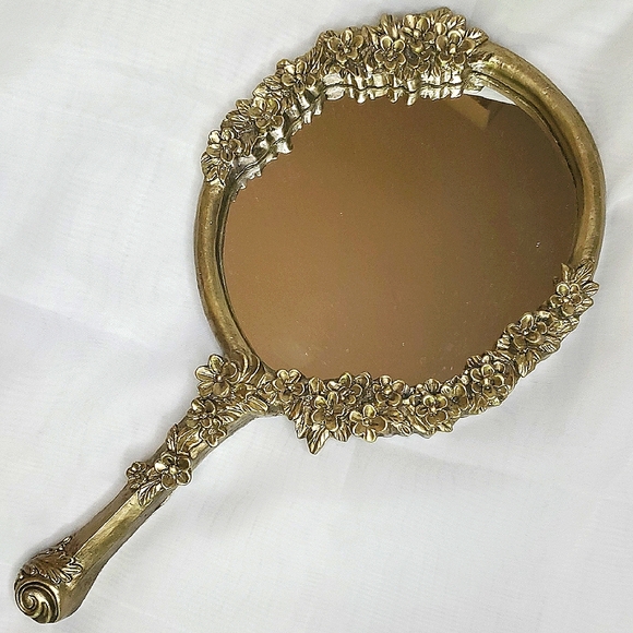 Floral Gold‎ Tone Hand Mirror - Picture 7 of 8